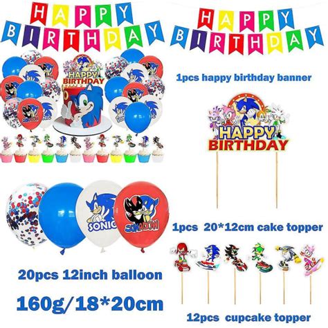 Sonic The Hedgehog Theme Birthday Party Decoration Supplies Kits Props