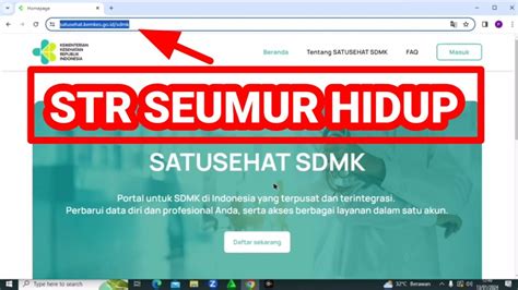 Cara Melakukan Pembaharuan Str Seumur Hidup Di Satu Sehat Sdmk Youtube