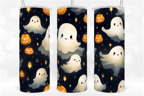 Halloween Friendly Ghosts Tumbler Wrap Graphic By Tintin Design