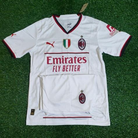 Jual JERSEY KAOS BAJU BOLA 1 STEL CELANA FULLSET MILAN AWAY PUTIH