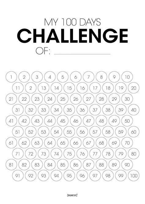 My 100 Days Challenge Challenge Poster Organicers Organize Nicer
