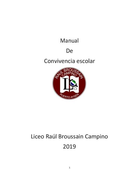 Pdf Manual De Convivencia Escolar Comunidad Escolar · A Través De Este Manual De Convivencia