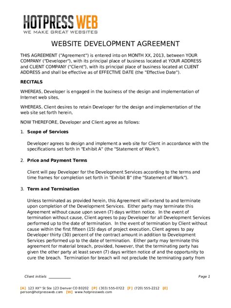 Website Design Agreement Template