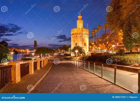 Torre Del Oro At Sunset In Seville Spain Stock Image Image Of