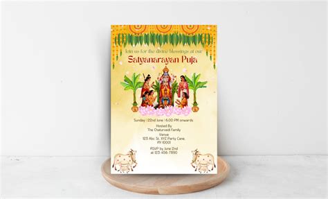 Satyanarayana Pooja Invitation Editable Satyanarayan Katha Invite