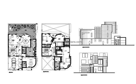 Modern Style Residence Autocad Plan, 2704202 - Free Cad Floor Plans