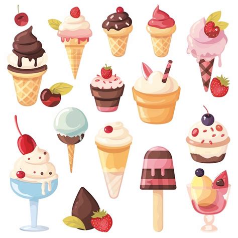 A Collection Of Ice Creams With Different Pictures Of Different Ice Creams Premium Ai