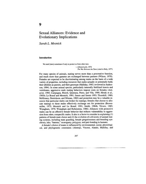 Pdf Sexual Alliances Evidence And Evolutionary Implications