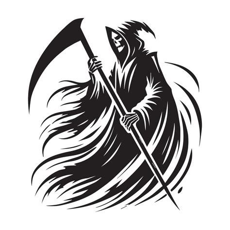 Horror Clipart Halloween Horror Silhouette Grim Reaper With Scythe