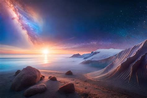 Premium Ai Image A Starry Night Sky Over The Ocean