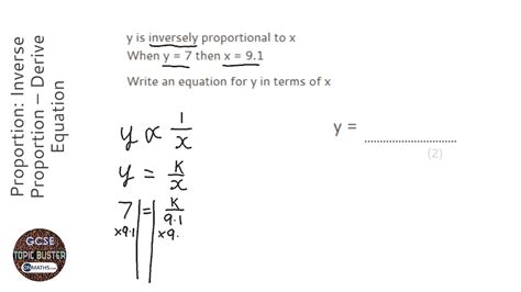 Proportion Inverse Proportion Derive Equation Grade 6 Onmaths Gcse Maths Revision Youtube