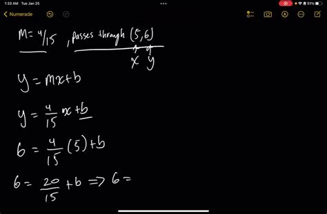 Solved Write A Slope Intercept Equation For A Line With The Given Characteristics M 4 15