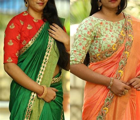 Silk Saree With High Collar Blouse Best Girl Stores European Size