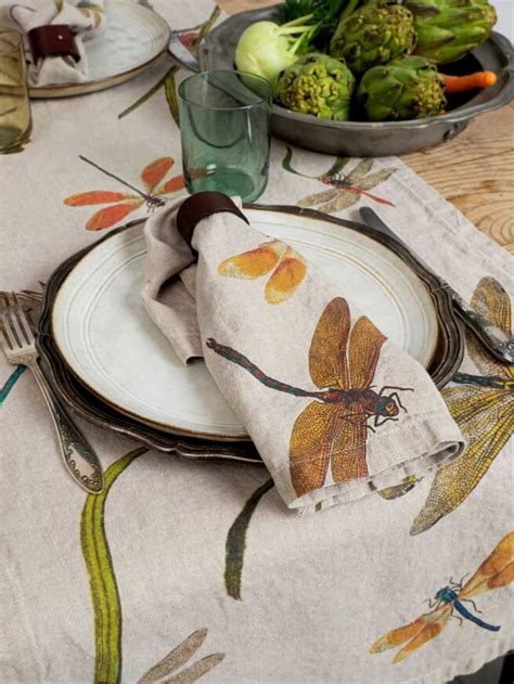 Lakeside Dragonflies Linen Napkins Set Of 6 100 Linen LINOROOM