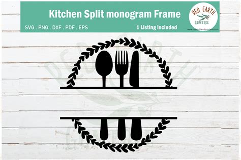 Wreath Kitchen Split Monogram Frame Graphic By Redearth And Gumtrees