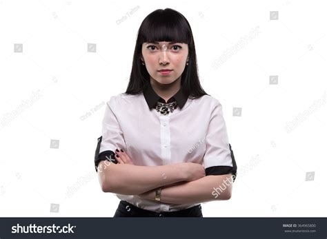 Brunette Woman Arms Crossed On White Stock Photo Shutterstock