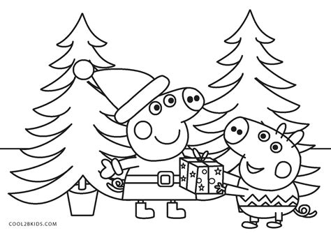 Peppa Pig Christmas Coloring Pages