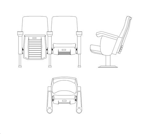 Tempat Duduk Bioskop Pemegang Cangkir Dwg Blok Cad Unduh
