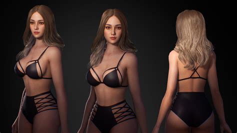 D Model Nude Bikini Girl Ashley Rigged Animated For Blender Unreal