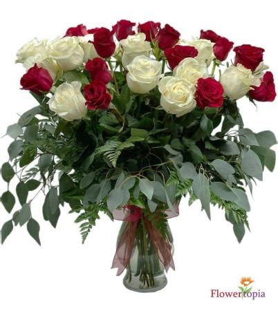 Rosas Rojas y Blancas Bouquet de Rosas in Miami, FL - FLOWERTOPIA