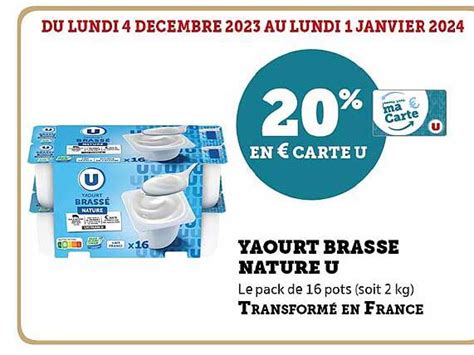 Promo Yaourt Brassé Nature U chez U Express iCatalogue fr