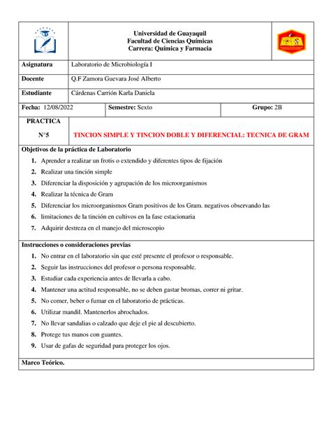 Informe 5 TINCION SIMPLE Y TINCION DOBLE Y DIFERENCIAL TECNICA DE