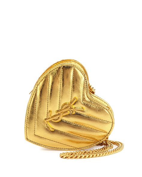 Saint Laurent Love Mini Heart Crossbody Bag Gold Neiman Marcus