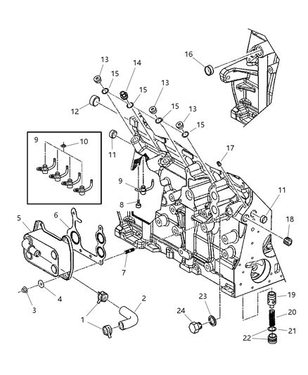 Oil Passages And Oil Cooler 2006 Jeep Liberty