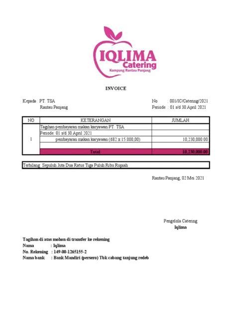 Contoh Invoice Catering Makanan Yang Mudah Dibuat Evermos