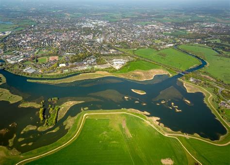 Wesel Aus Der Vogelperspektive Uferbereiche Mit Durch Hochwasser