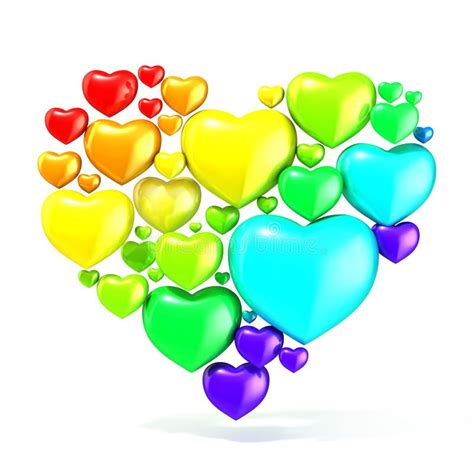 Sweet, Colorful, Beautiful Hearts Arranged in Shape of Big Heart Stock Illustration ...