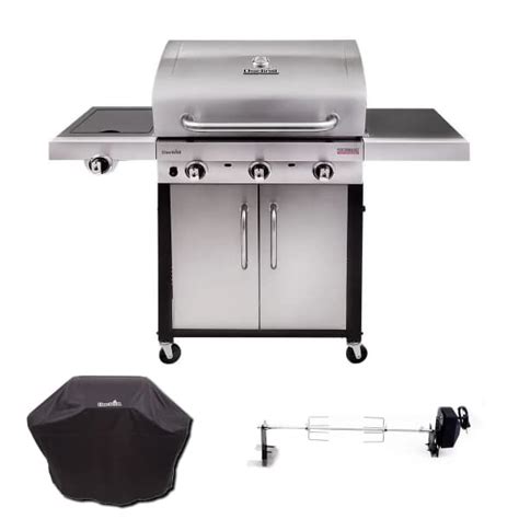 Char Broil Performance 340 Steel Gas Bbq With Cover And Rotisserie Pack