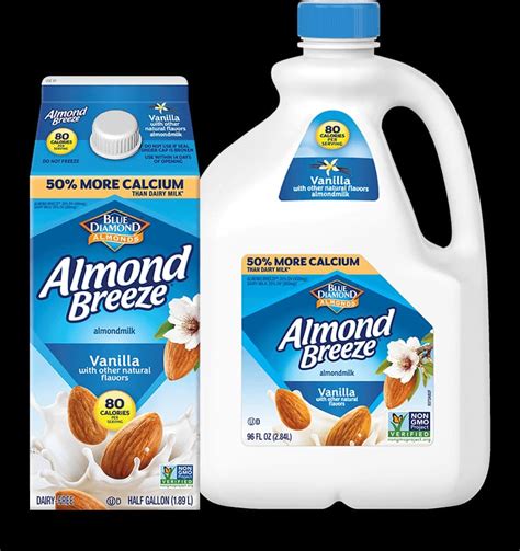 Vanilla Almondmilk Dairy Free Milk Almond Breeze Blue Diamond