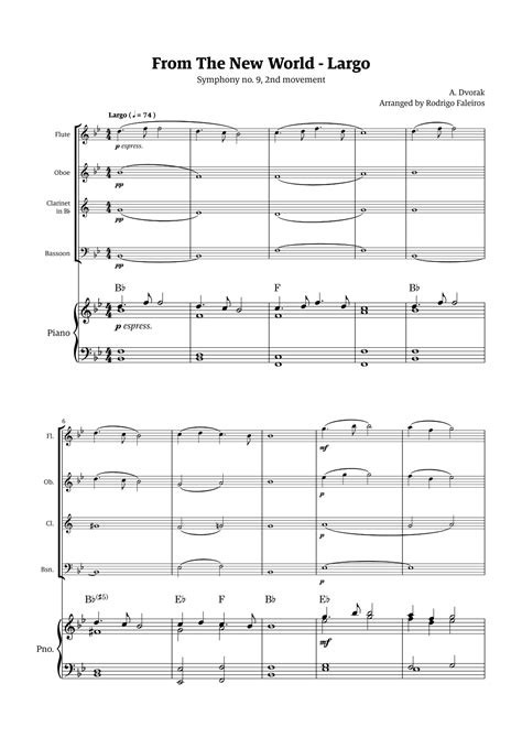 Largo 2nd Movement Of The Symphony No 9 From The New World Arr