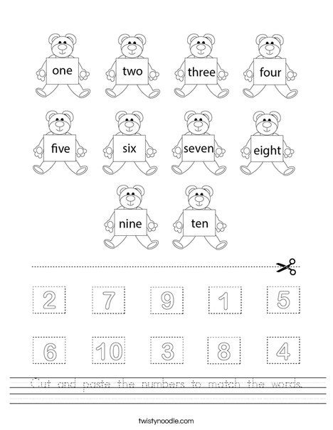 Number Words Cut And Paste Worksheets Worksheets Library