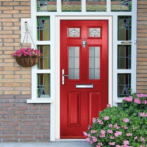 External Virtuoso Carlton Four Brolo Composite Door Shown In Red