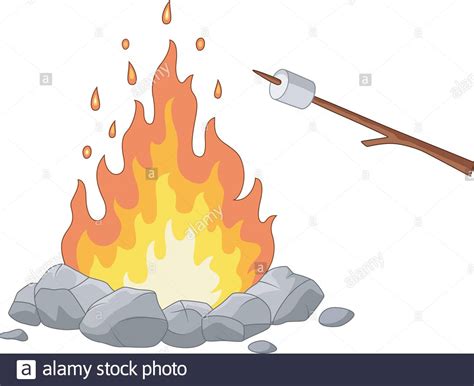 Campfire And Marshmallow Roast On A Stick Stock Vector Image Art Alamy