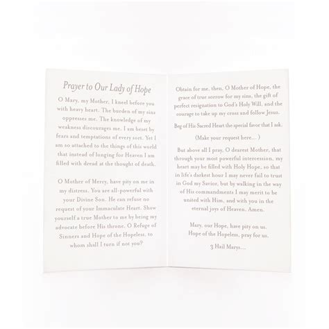 Our Lady of Hope Folded Prayer Card