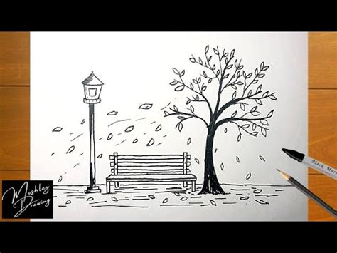 How To Draw Fall Scenery Easy Autumn Scenery Drawing Ideas