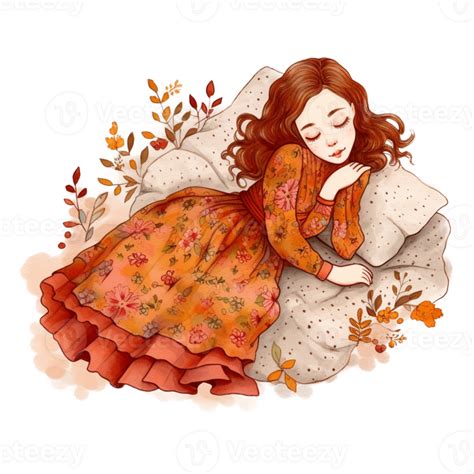 Lazy Slepping Girl Watercolor Art 23957990 Png