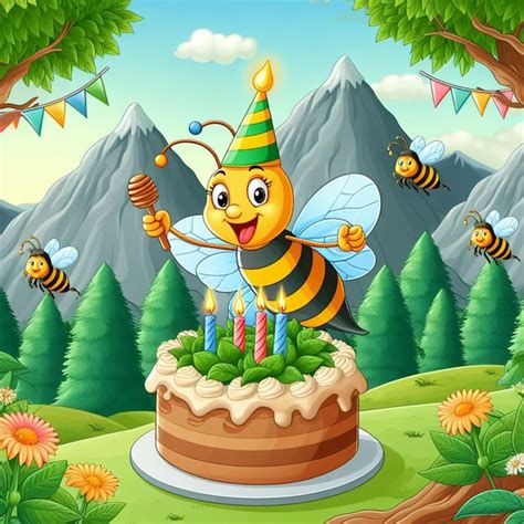 La abeja del bosque indio en la montaña celebra su cumpleaños imagen de