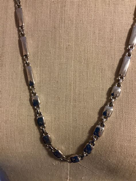 Vintage Monet Shiny Chunky Silver Tone Necklace Gem