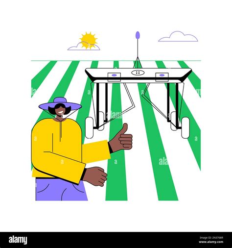 Weed Control Robots Isolated Cartoon Vector Illustrations Farmer Using