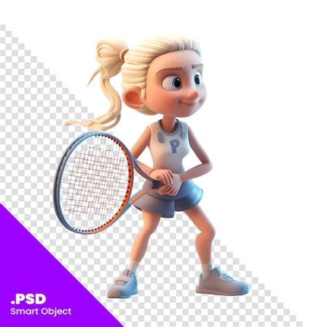 Representación digital 3d de un lindo jugador de tenis aislado en una