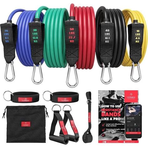 Kit Élastique Musculation Fitness Guide Exercices 5x Bandes De