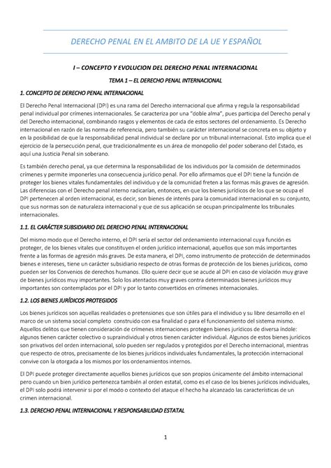 Derecho Penal Internacional Derecho Penal En El Ambito De La Ue Y