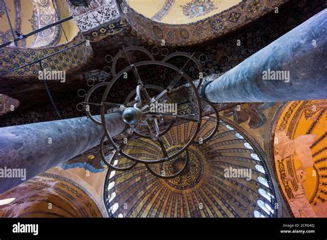 Turkey Istanbul Hagia Sophia Mosque Interior Vaulted Ceiling Stock