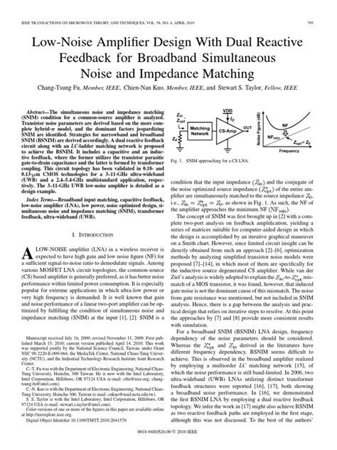 Low-Noise Amplifier Design For Broadband Simultaneous Noise and ...