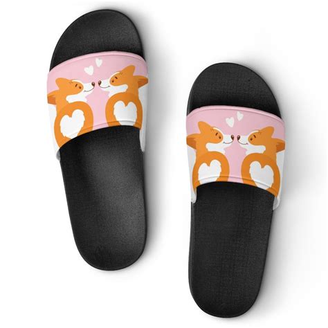 Gzhjmy Stylish Slides For Women Men Welsh Corgis In Love Soft Flexible