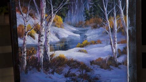 Colorful Winter Birch Landscape Painting YouTube